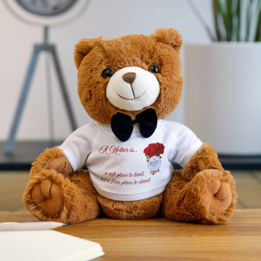 A Mother Is..." Sentimental Plush Bear | Floral T-Shirt Teddy Bear for Mom, Grandma, or New Mother