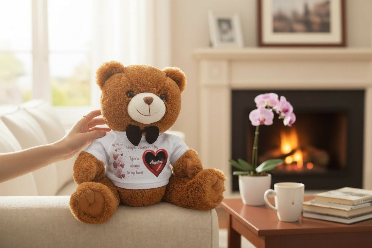 Red Heart Teddy Bear: Personalized Custom Name T-Shirt Gift
