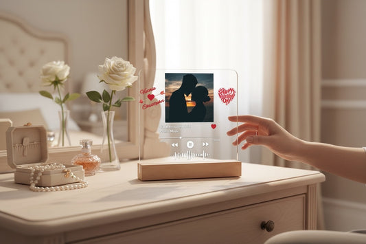 ❤️ Personalized Love Song LED Music Plaque with Photo, Song Details, Music Streaming Service or QR Code