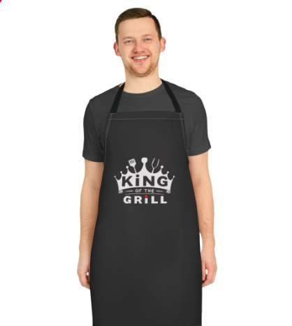 Personalized King of the Grill Apron | BBQ Crown Cooking Apron |  Grilling Gift for Dad