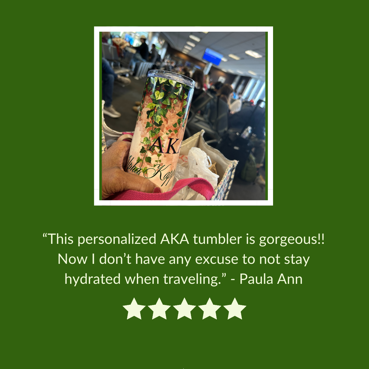 Alpha Kappa Alpha Sorority Personalized Ivy Tumbler | Black Greek Letter organizations | Sororities and Fraternities | 20oz Stainless Steel Tumbler