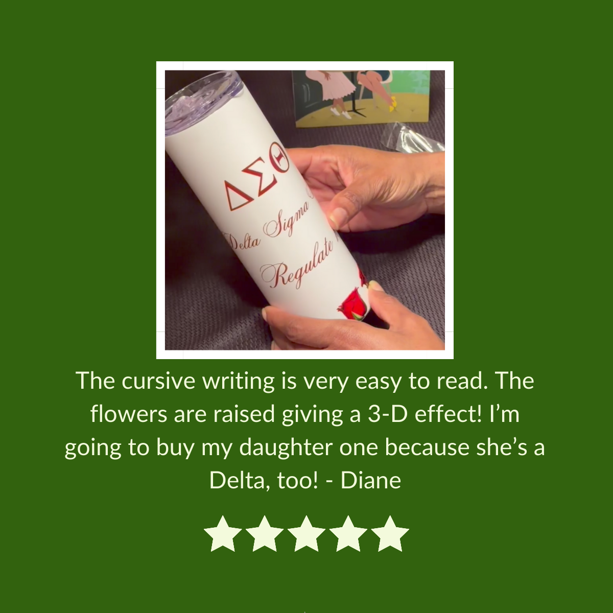 Delta Sigma Theta Sorority Personalized Red Roses Tumbler |  Black Greek Letter organizations | Sororities and Fraternities | 20oz Stainless Steel Tumbler