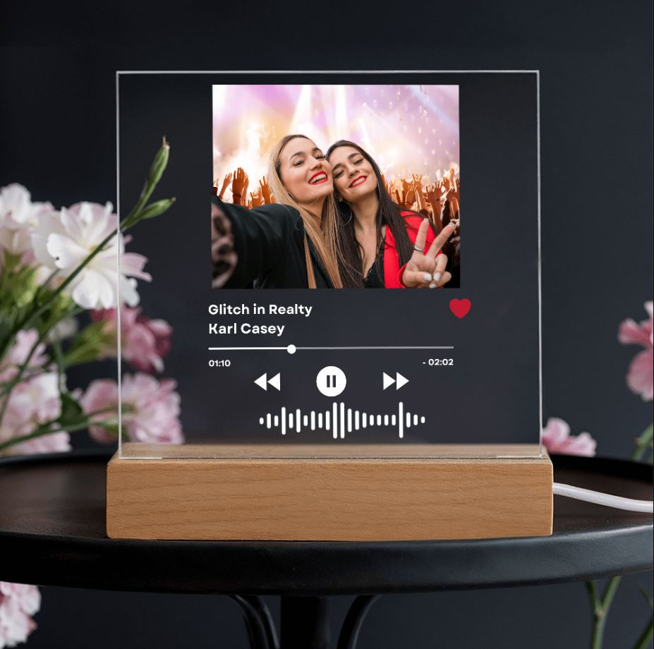 Personalized Music LED Plaque with Photo, Song Details, Music Streaming Service or QR Code