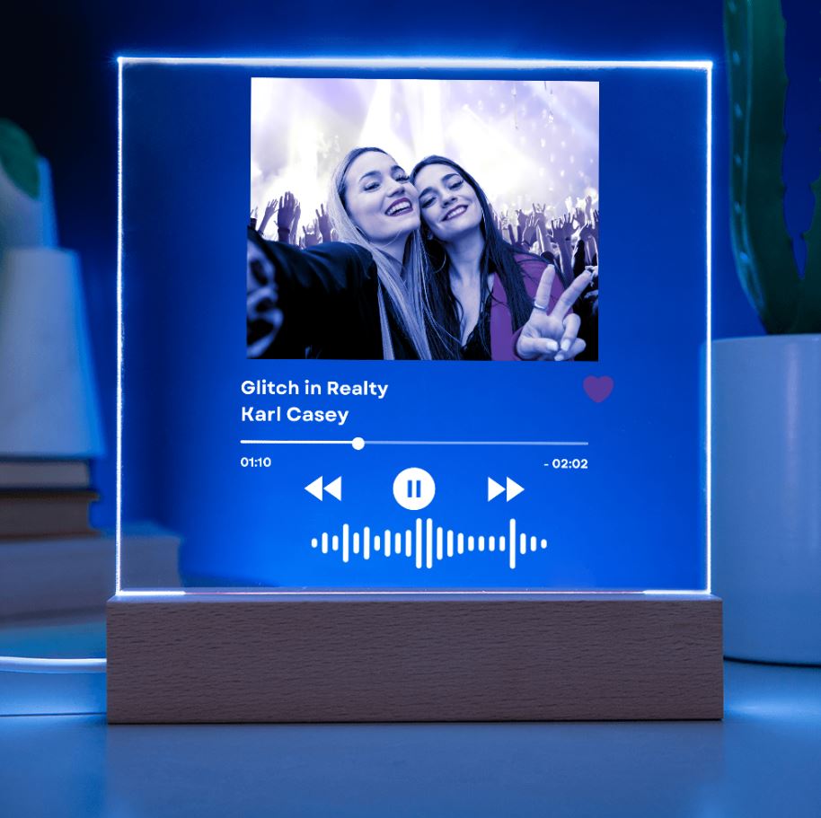 Personalized Music LED Plaque with Photo, Song Details, Music Streaming Service or QR Code