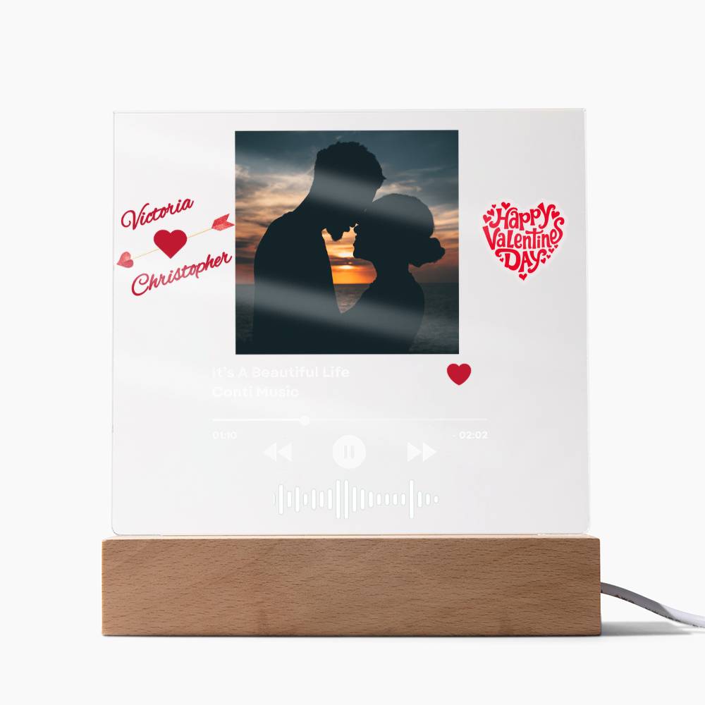 ❤️ Personalized Love Song LED Music Plaque with Photo, Song Details, Music Streaming Service or QR Code