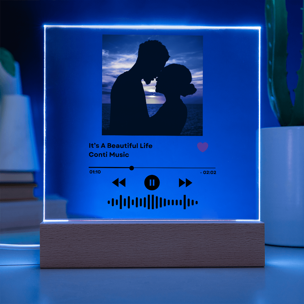 Personalized Music LED Plaque with Photo, Song Details, Music Streaming Service or QR Code