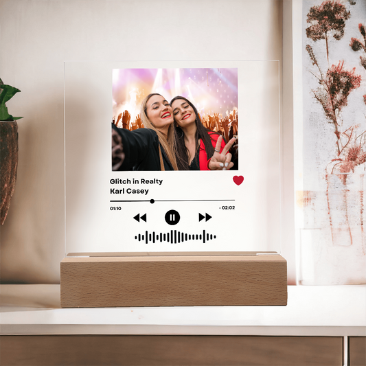 Personalized Music LED Plaque with Photo, Song Details, Music Streaming Service or QR Code