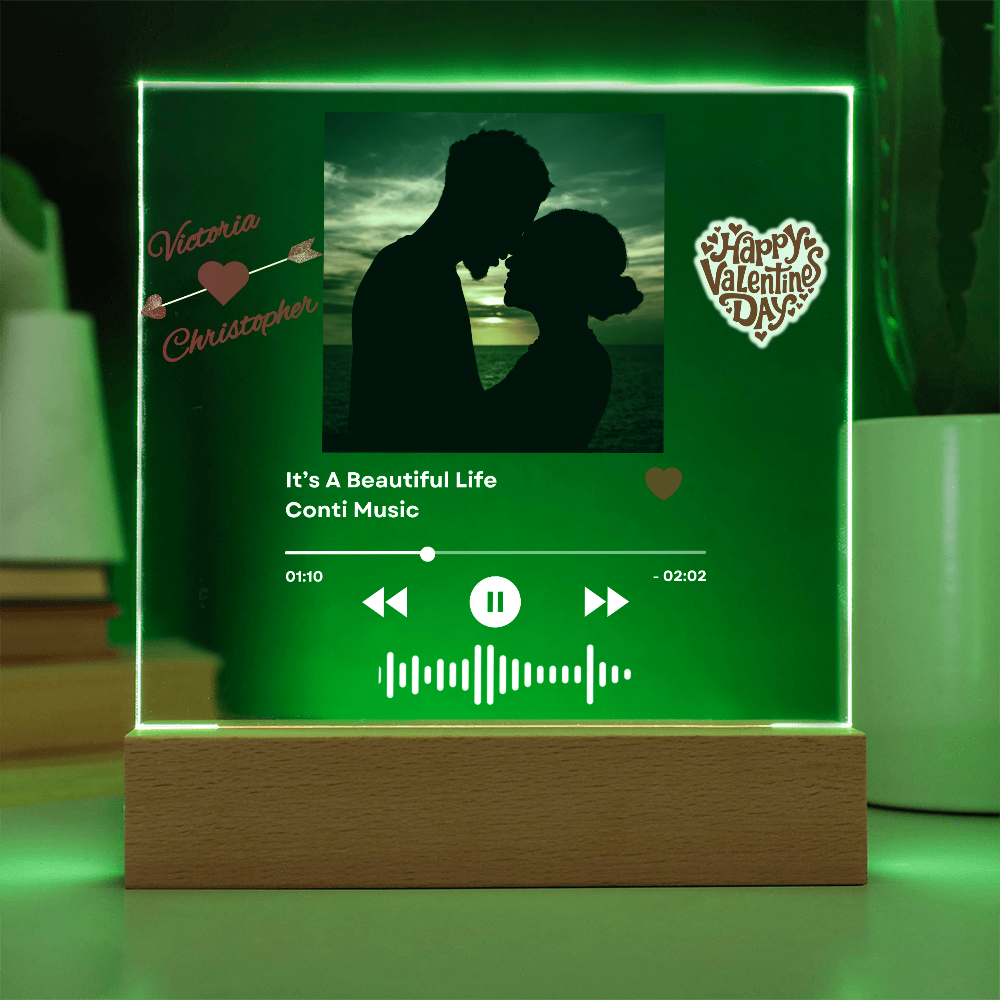❤️ Personalized Love Song LED Music Plaque with Photo, Song Details, Music Streaming Service or QR Code