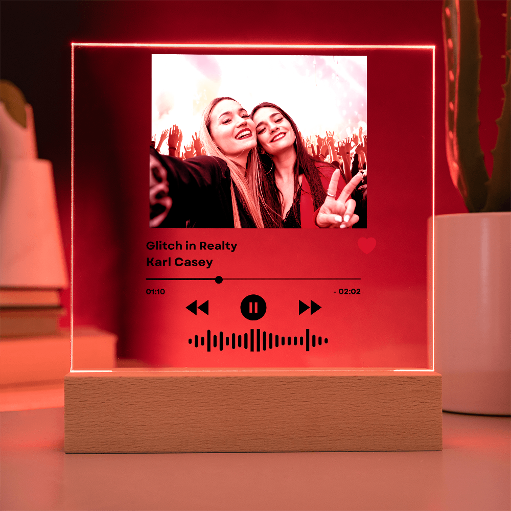 Personalized Music LED Plaque with Photo, Song Details, Music Streaming Service or QR Code