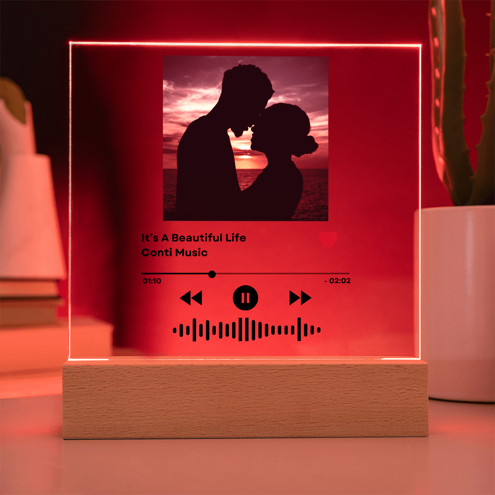 Personalized Music LED Plaque with Photo, Song Details, Music Streaming Service or QR Code