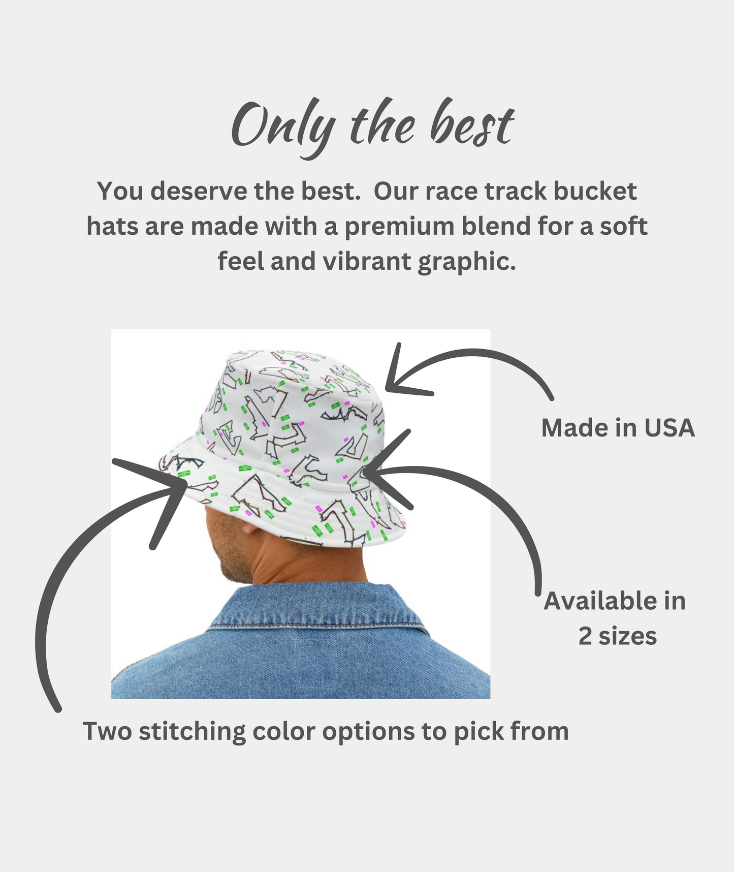 Formula 1 Racetrack Bucket Hat – White Adult Unisex Bucket Hat