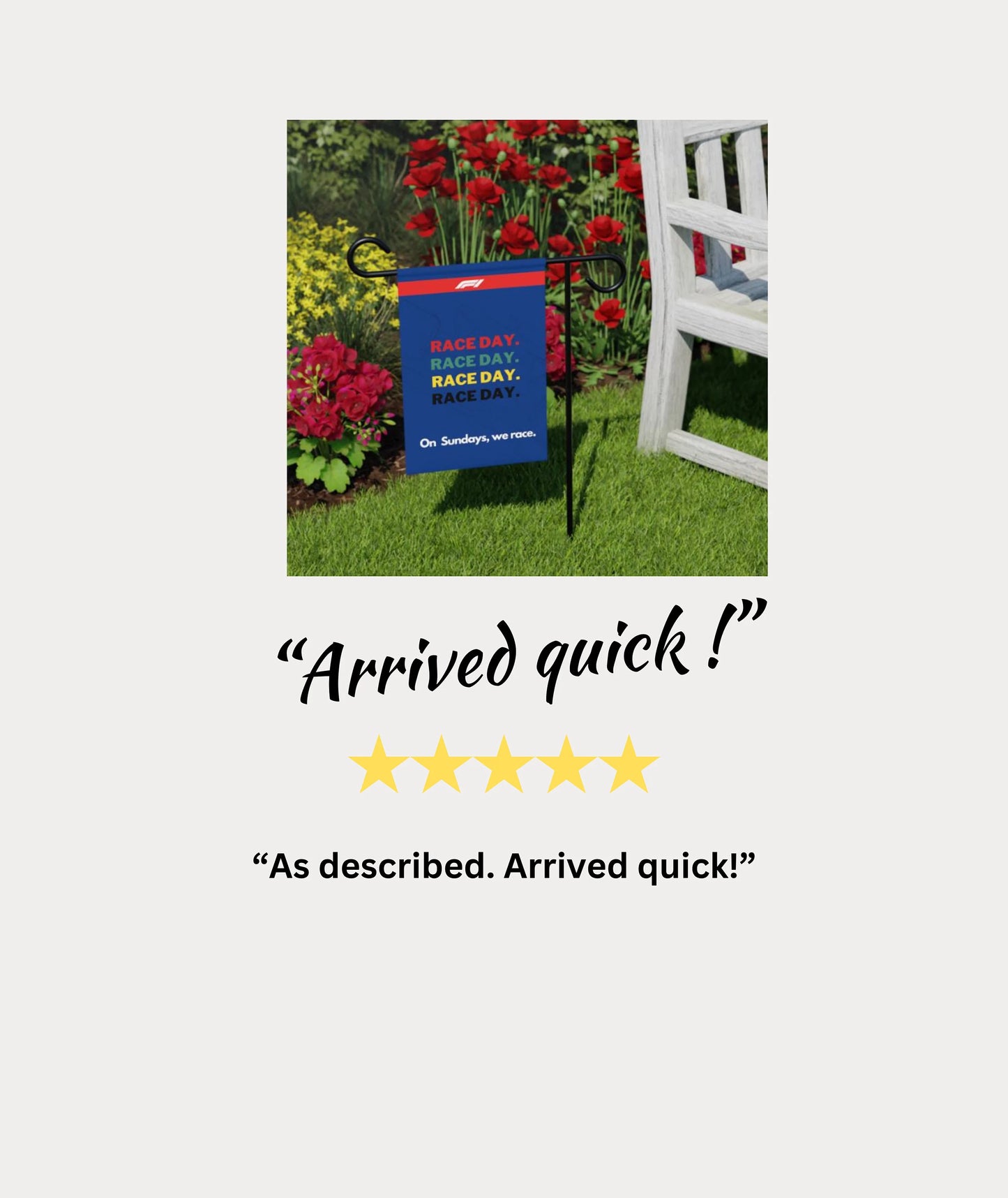 Race Day Garden Banner — "On Sundays We Race" Formula 1 Yard Flag