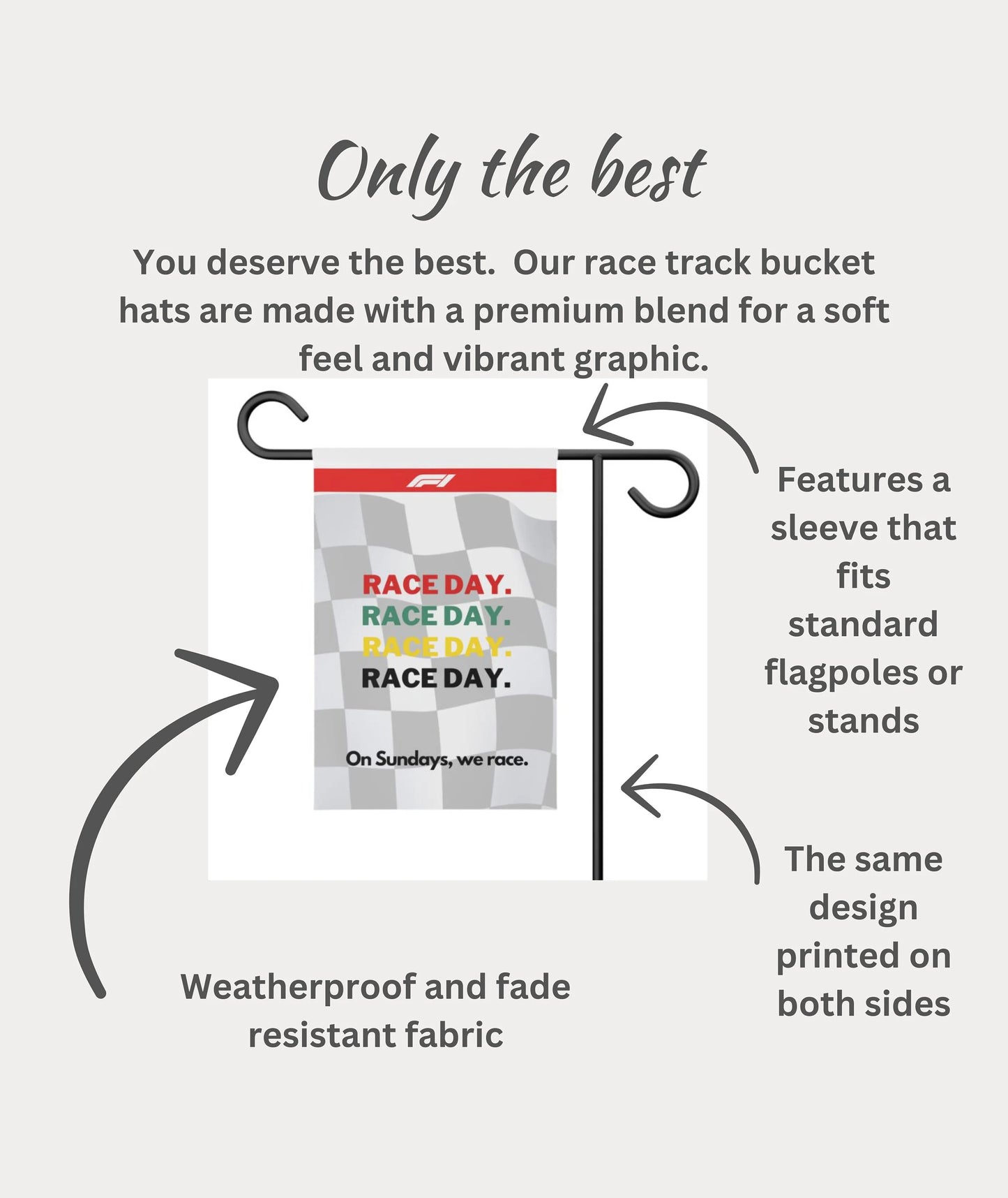 Formula 1 Race Day Garden Banner — Waterproof Double-Sided Outdoor Flag