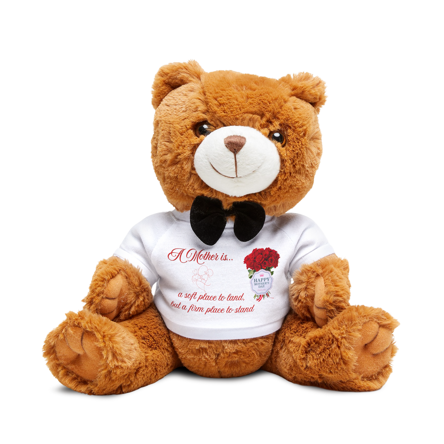 A Mother Is..." Sentimental Plush Bear | Floral T-Shirt Teddy Bear for Mom, Grandma, or New Mother