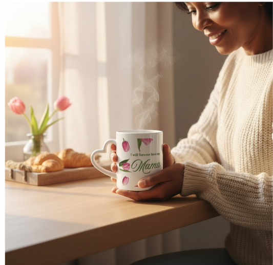 Pink Tulips with 'Mommy', 'Mom', or 'Mami' Script Mug Floral Mothers Day Ceramic Mug